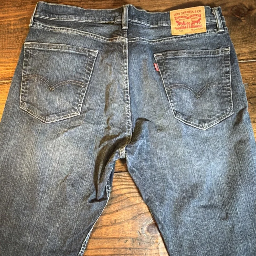 Levi's 505 Regular Fit Jeans Men's 36x32 Blue Denim Straight Leg